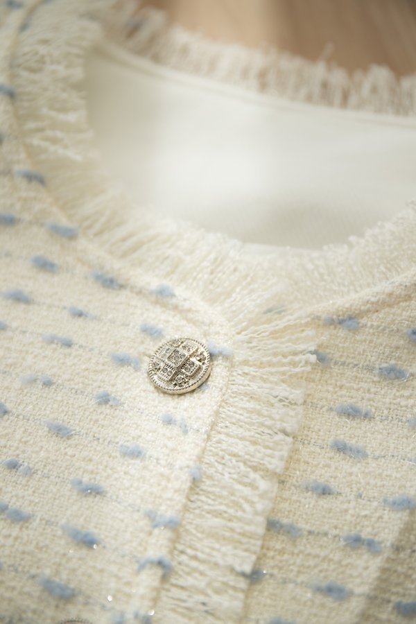 Zahir Top In Ivory Tweed