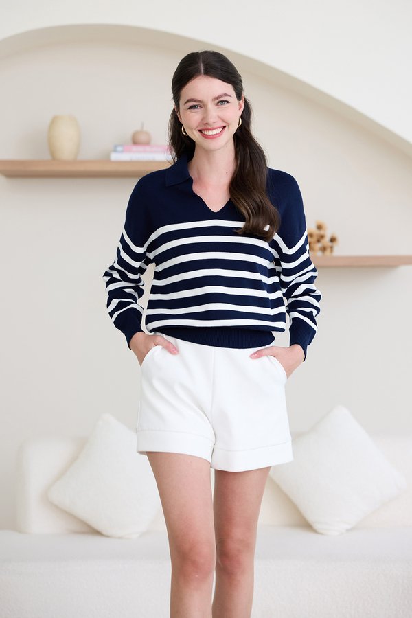 Teddy Pullover In Navy Blue