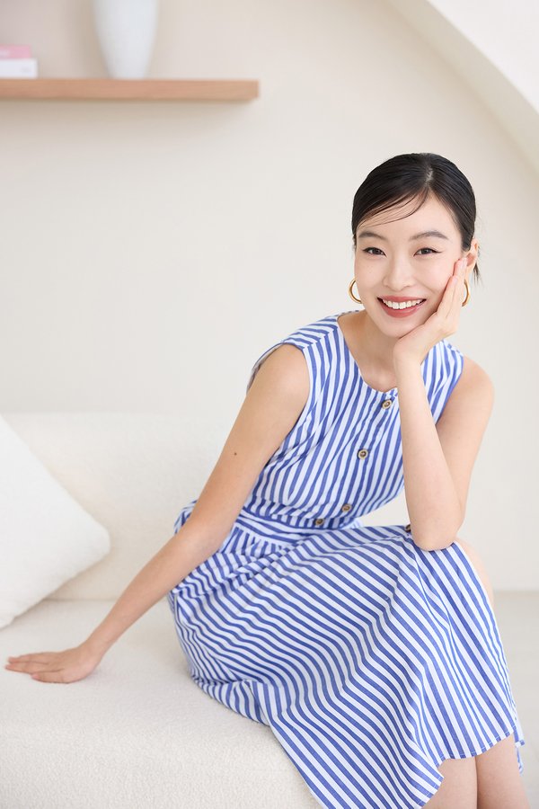 [Backorder] Emis Dress In Blue Stripes
