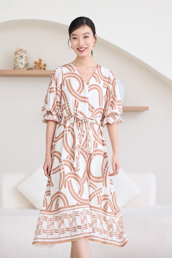 Yoona Dress In Taupe Prints