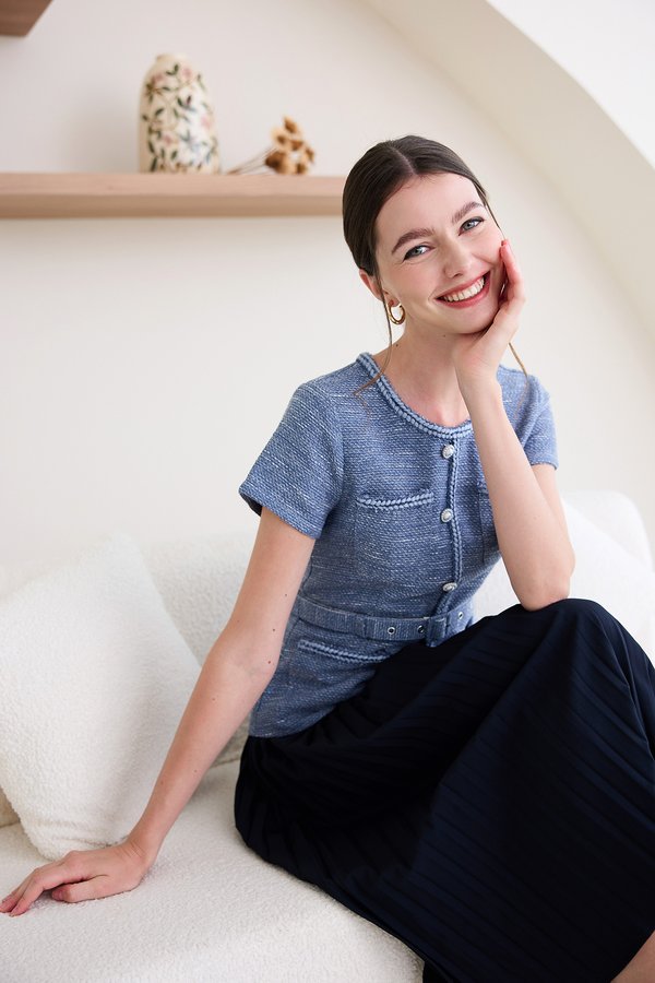 Antoinette Dress In Muted Blue