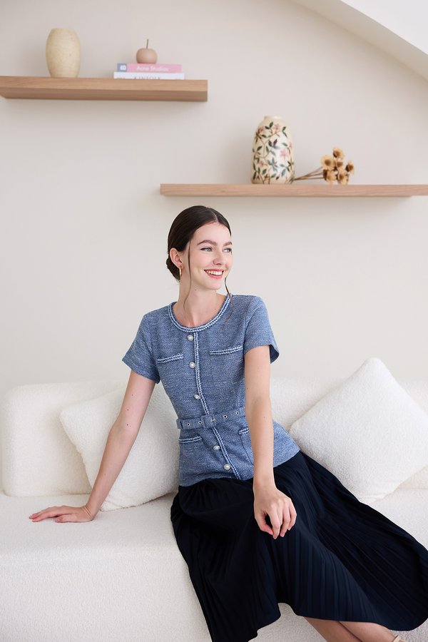 Antoinette Dress In Muted Blue