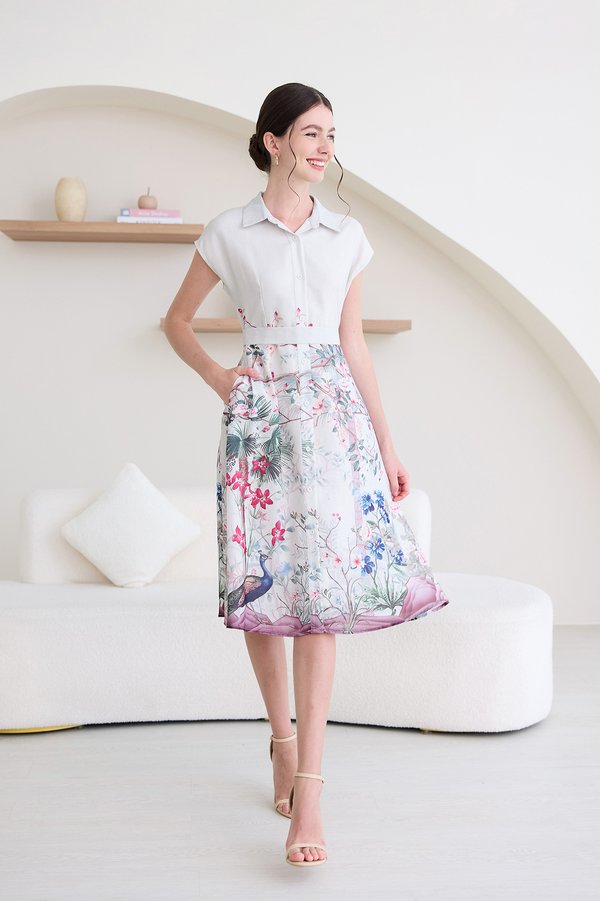 Barcelona Dress In Cream Florals