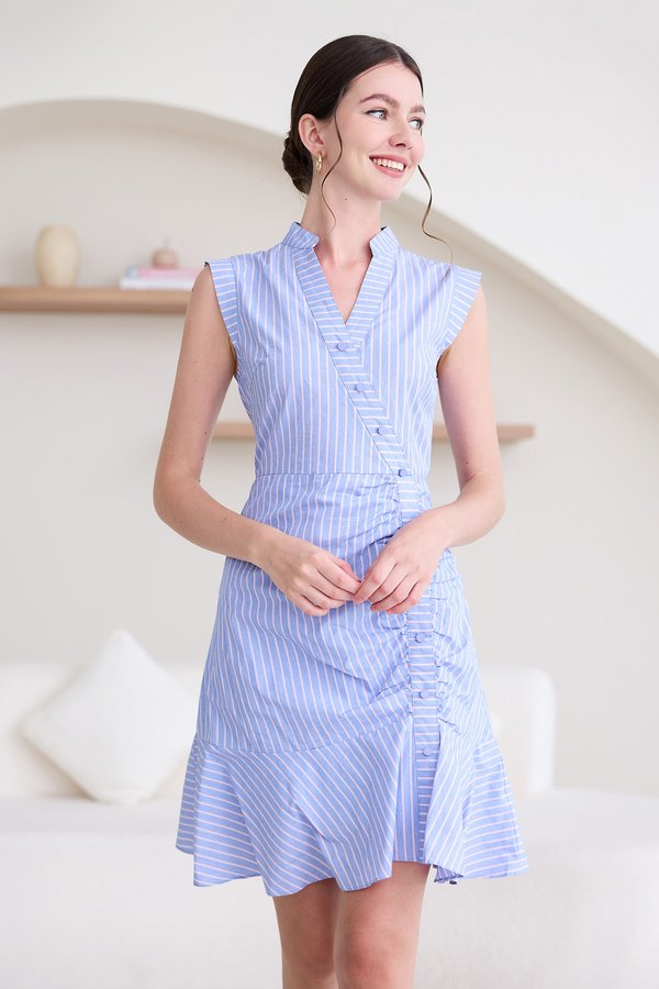 Sabrina Dress In Periwinkle Stripes