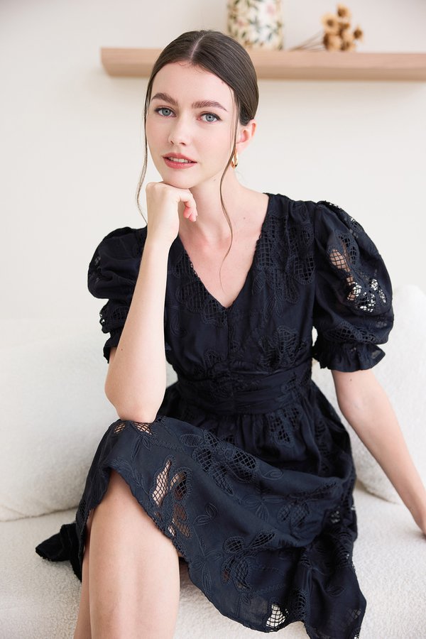 Arianna Dress In Black Embroidery