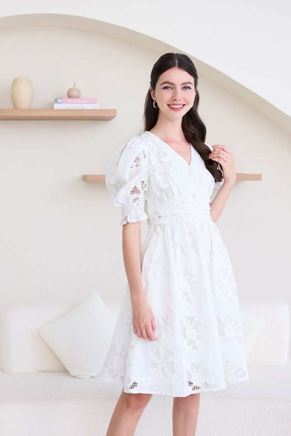 Arianna Dress In White Embroidery