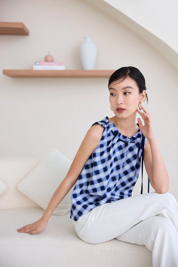 Izzy Top In Blue Plaid