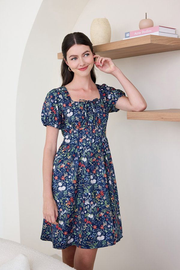 Aviva Dress In Blue Florals