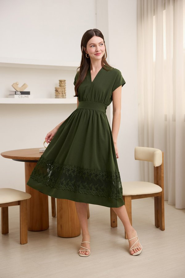 Annika Dress In Olive Green