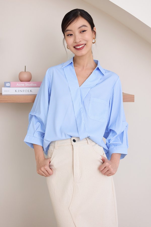Momo Top In Blue Stripes