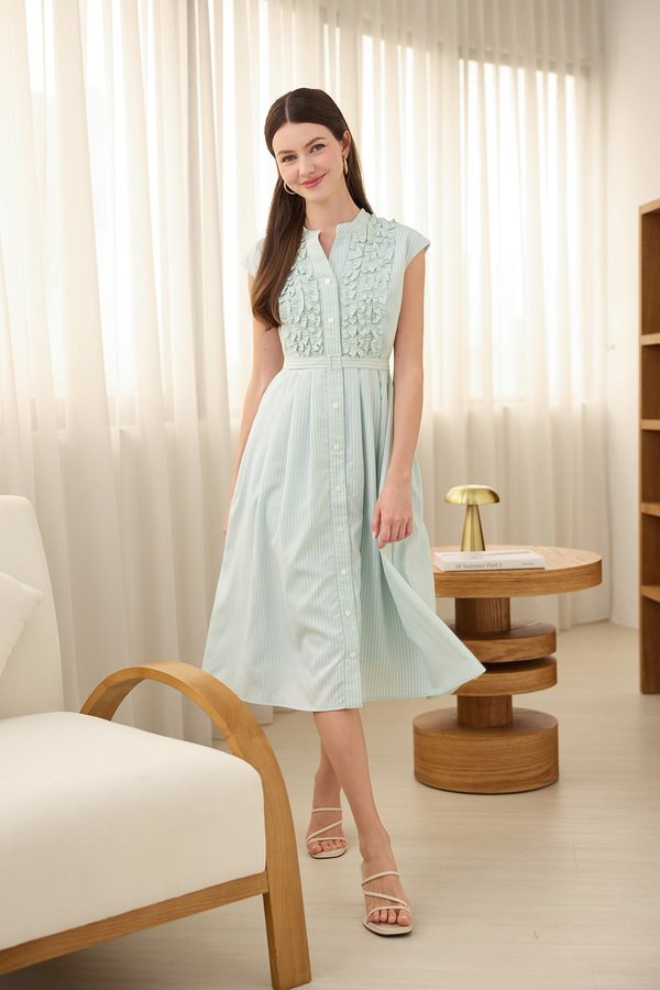 Dandelion Dress In Green Stripes