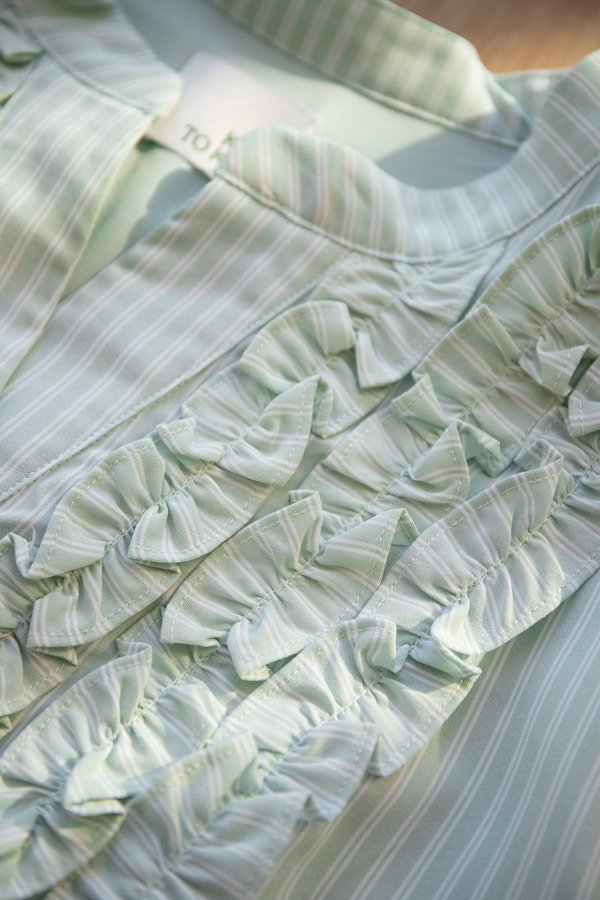 Dandelion Dress In Green Stripes