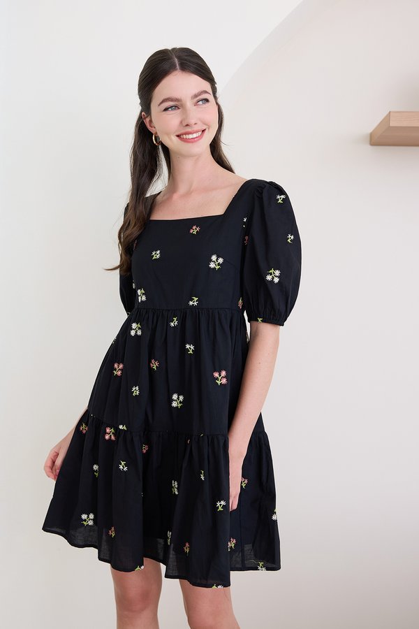 Honey Bunch Sugar Plum Dress In Black Embroidery