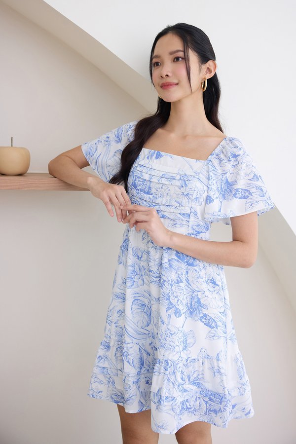 Olya Dress In Blue Prints