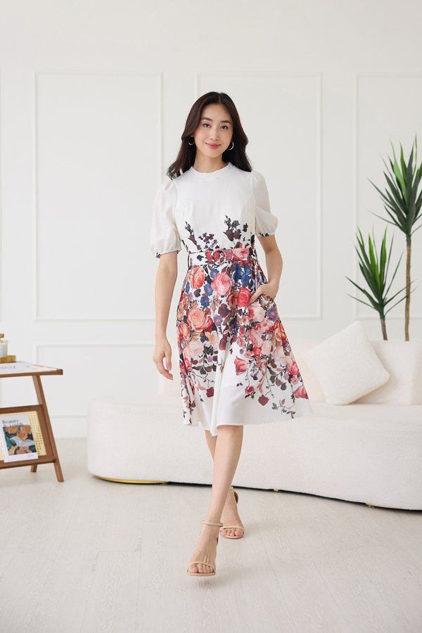 [Backorder] Ciara Dress In White Florals