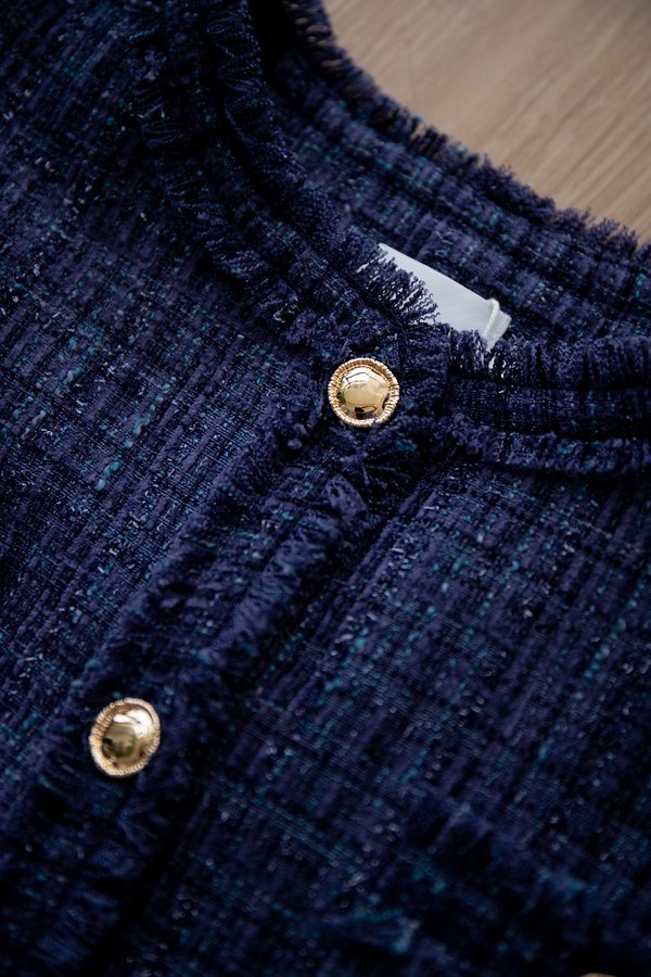 Donna Jacket In Navy Blue Tweed