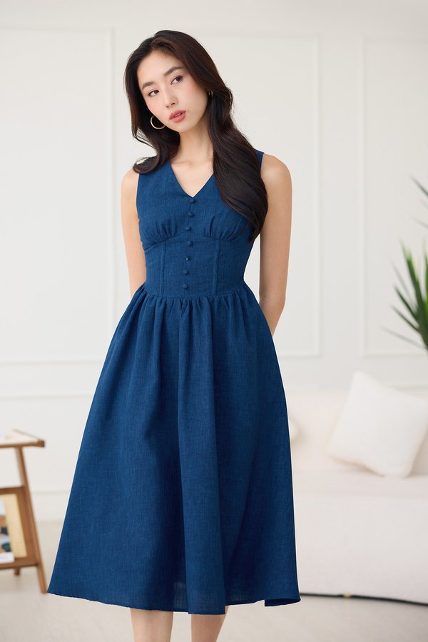Varra Dress In Textured Blue