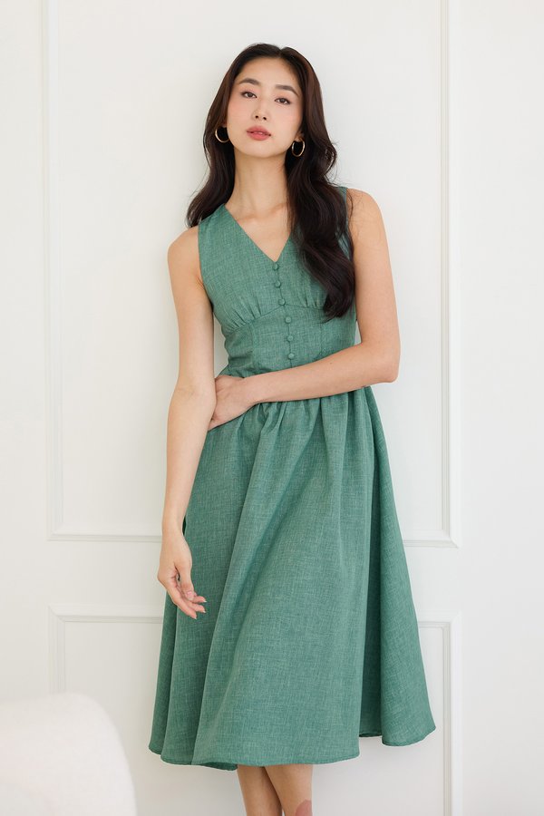Varra Dress In Textured Green