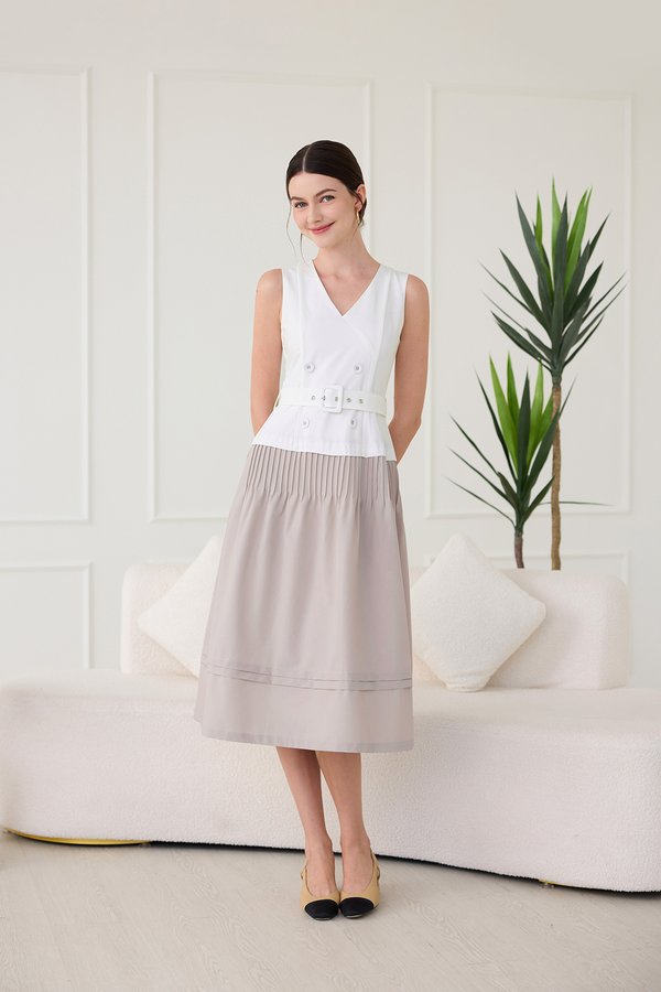 London Dress In White Taupe