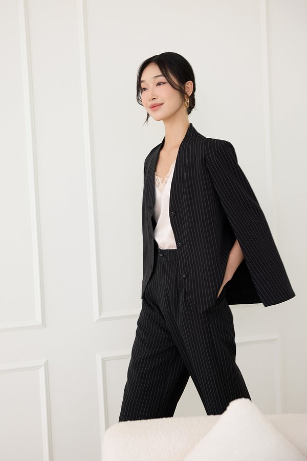 Naples Pants In Black Pinstripes