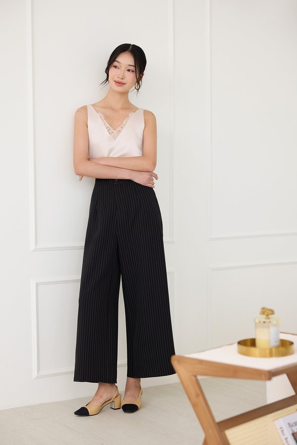 Naples Pants In Black Pinstripes