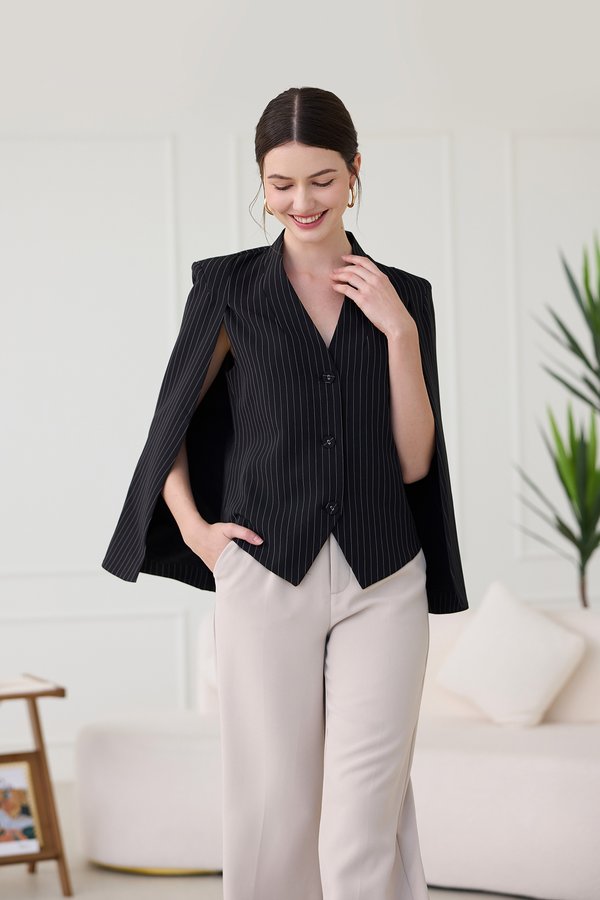 Roma Jacket In Black Pinstripes