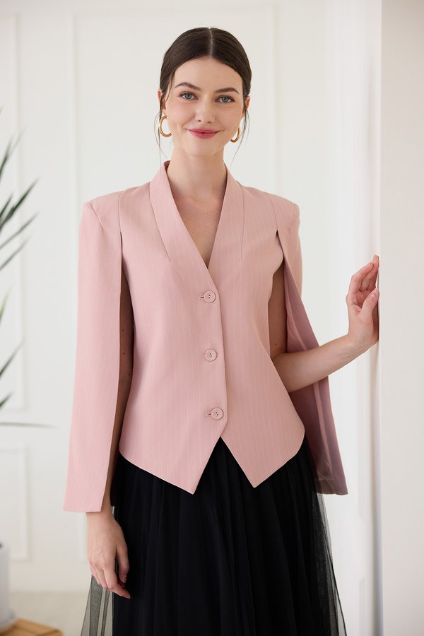 Roma Jacket In Pink Pinstripes