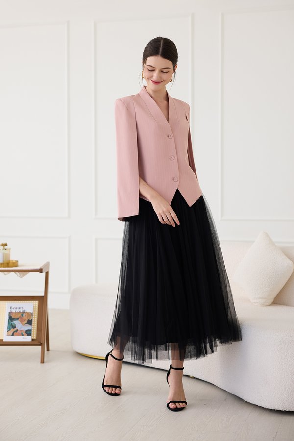 Roma Jacket In Pink Pinstripes