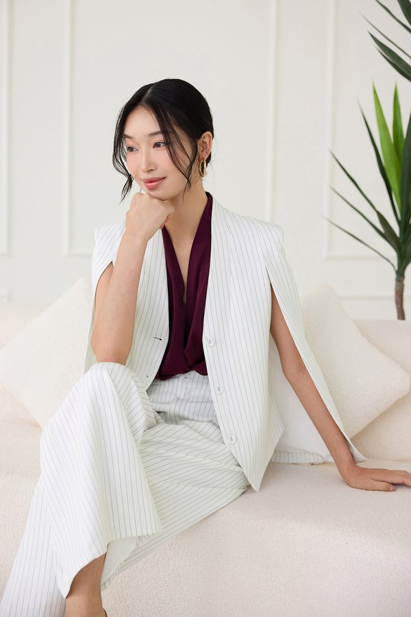 Roma Jacket In White Pinstripes