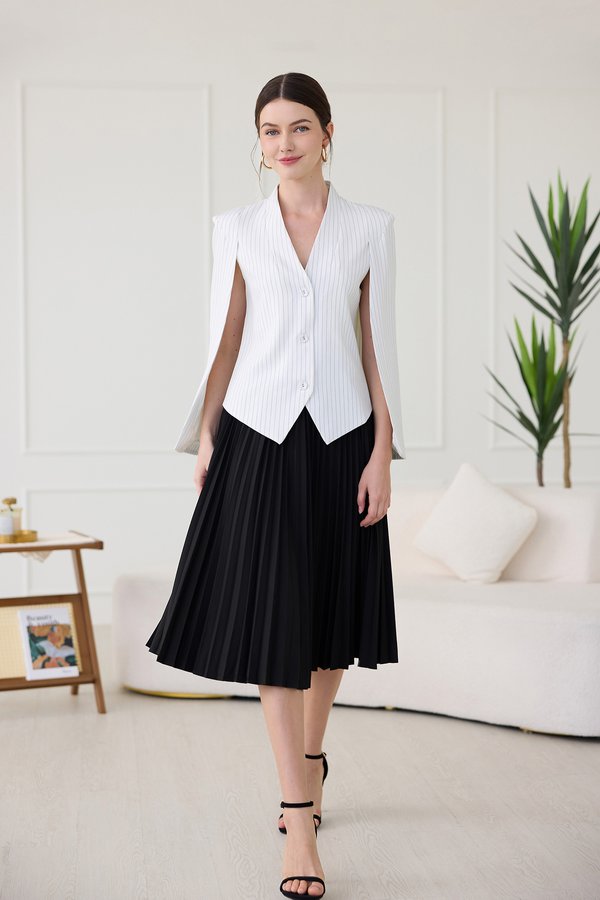 Roma Jacket In White Pinstripes