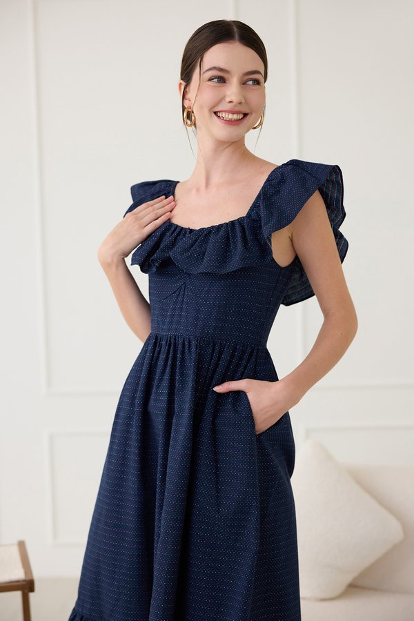 Laura Dress In Blue Dots