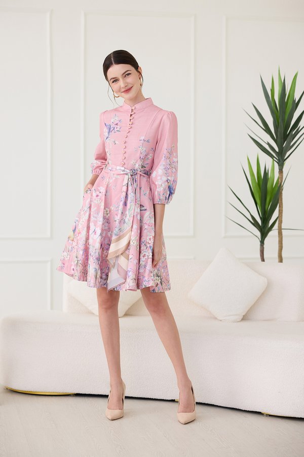 Nicolette Dress In Pink Florals