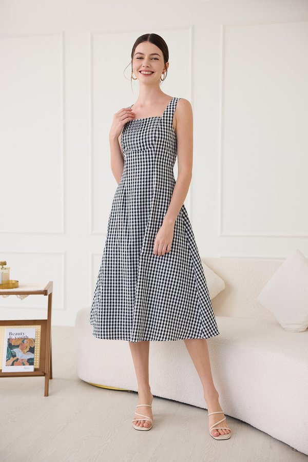 Freyja Dress In Black Gingham