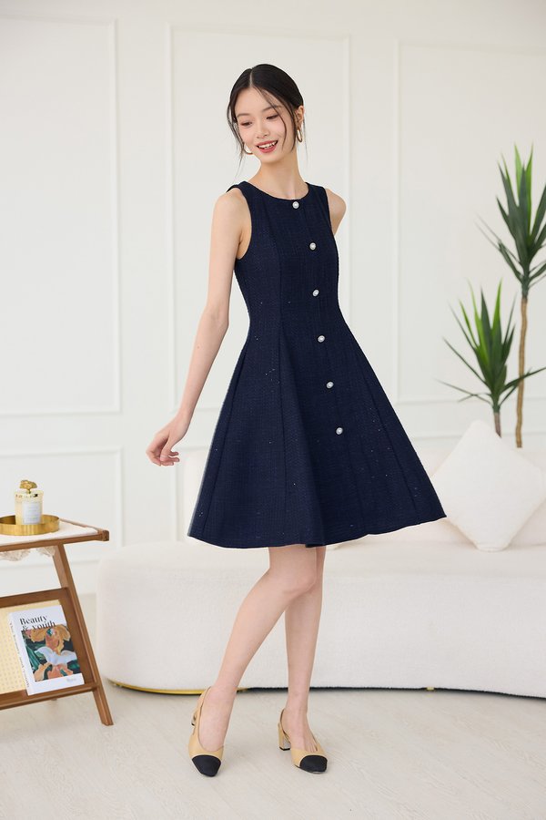 Emerald Dress In Navy Tweed