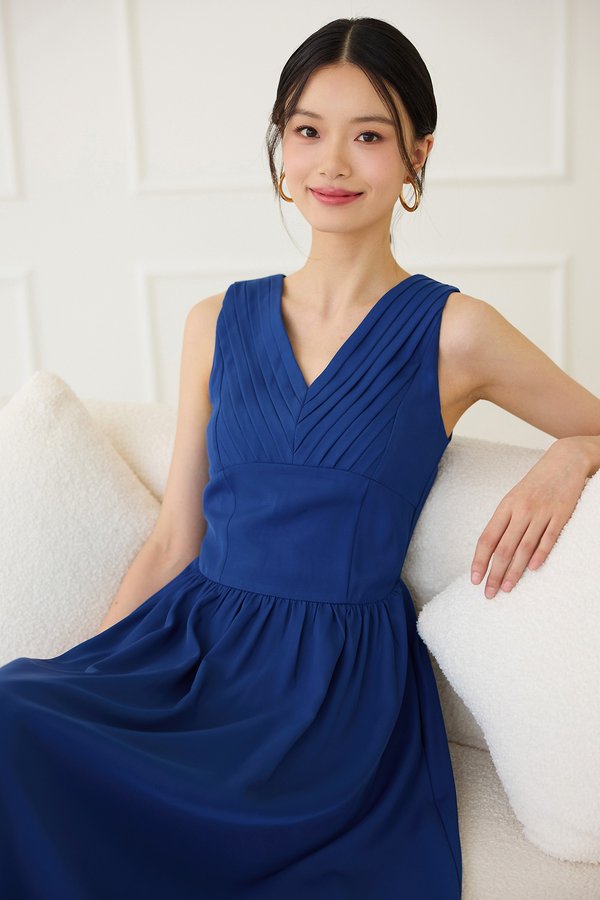 Bellamy Dress In Textured Blue
