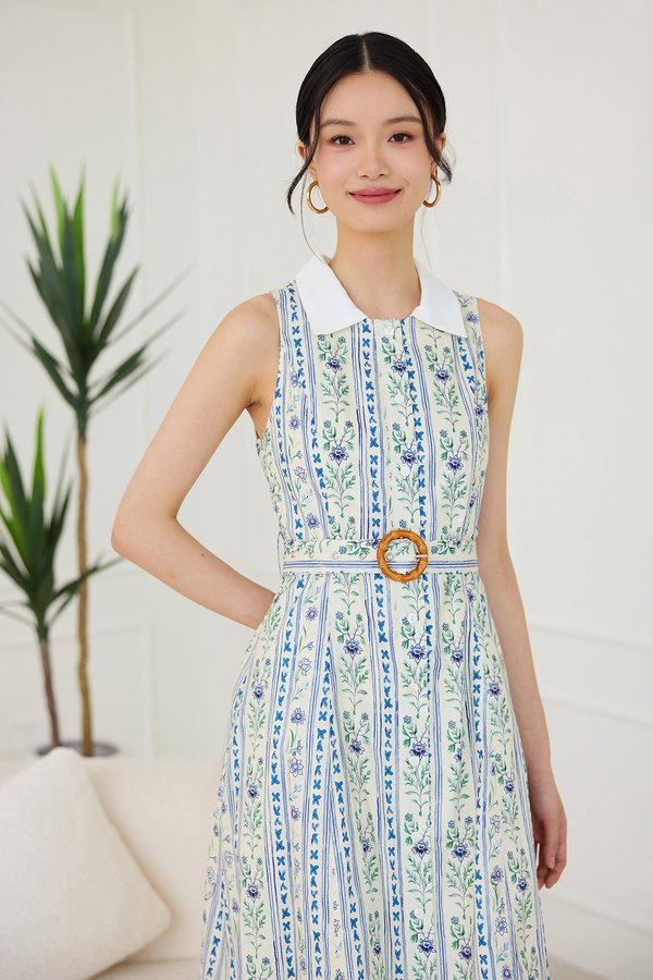 Eiffel Dress In Blue Green Florals
