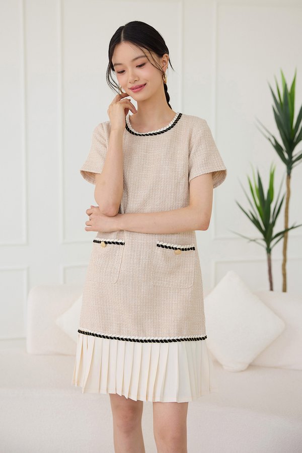 Mylena Dress In Champagne Tweed