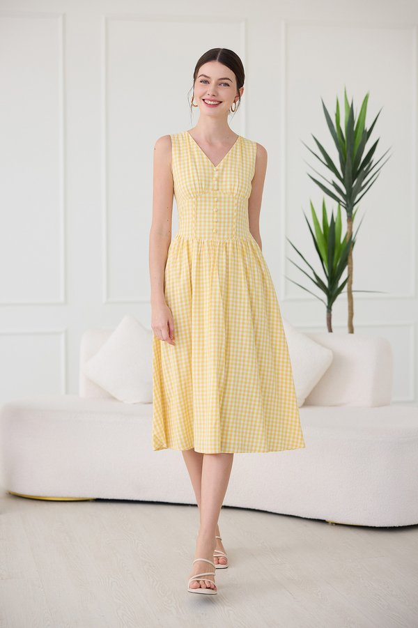Varra Dress In Yellow Checks