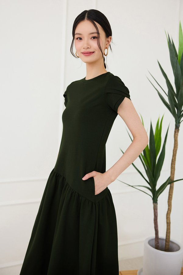 Angeles Dress In Olive Green