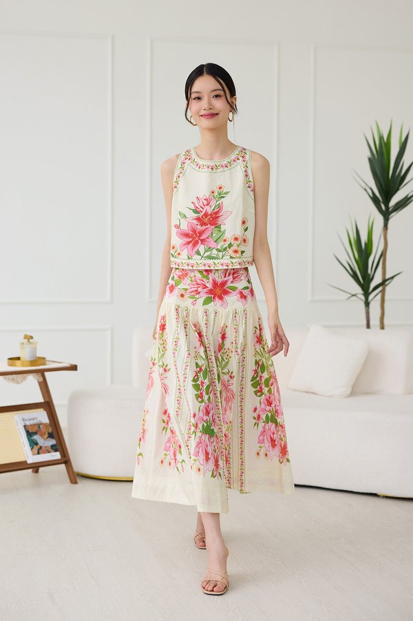 [Preorder] Catania Skirt In Pink Florals