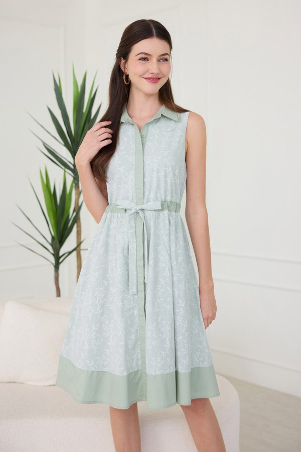 Lexa Dress In Sage Stripes