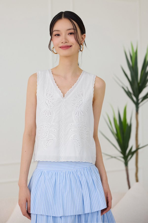 Messina Top In Eyelet White