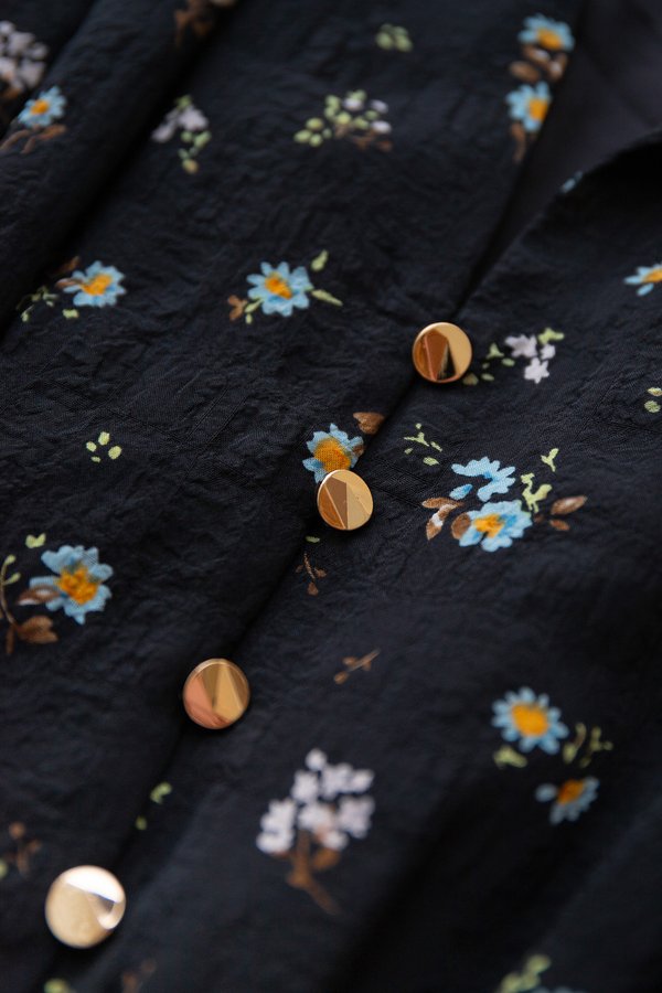 Quincy Dress In Black Florals