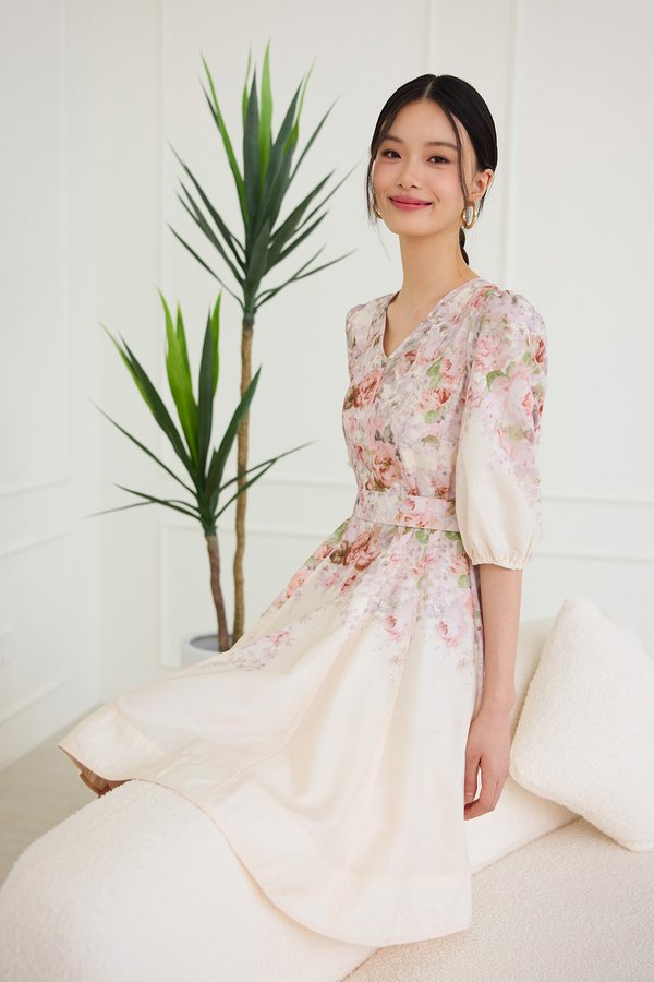 Elisabelle Dress In Cream Florals