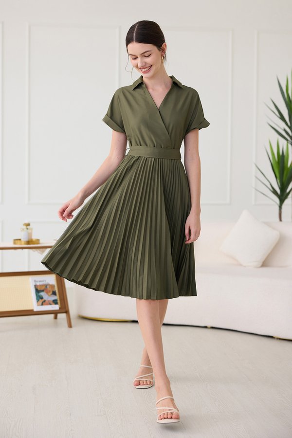 Jazlyn Dress In Olive Green