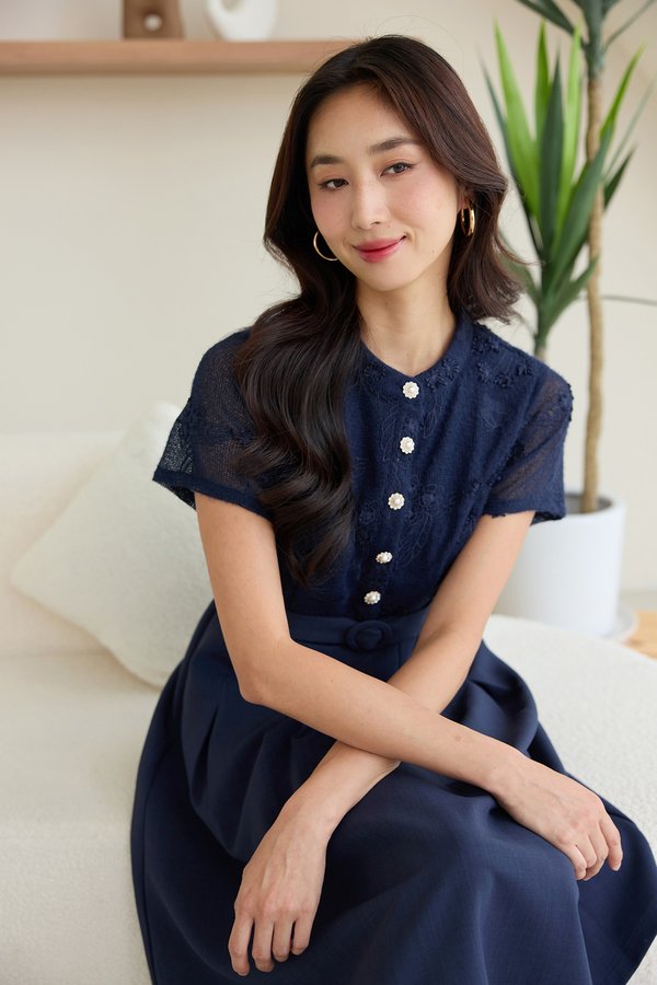Louvre Dress In Navy Blue