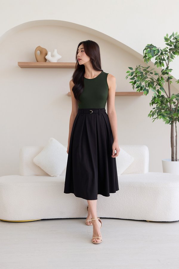 Alessa Dress In Olive Black