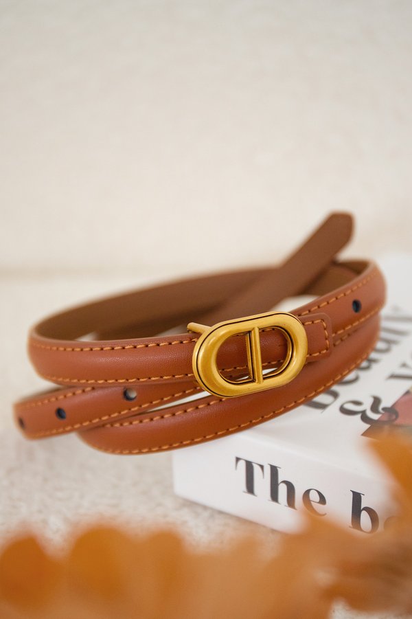 Ellipse Buckle Belt In Camel