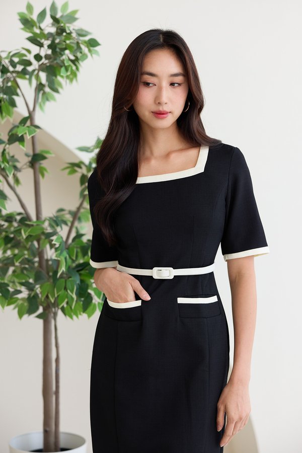 Rosalind Dress In Monochrome Black