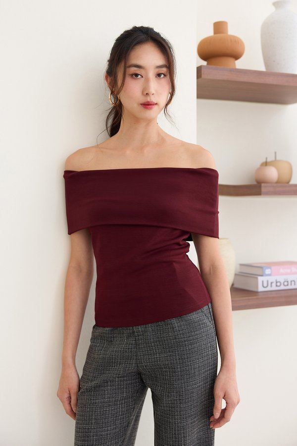 Simona Top In Burgundy